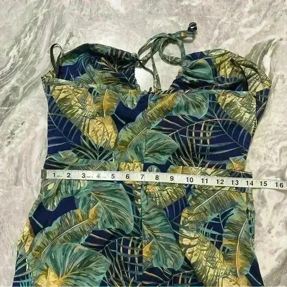 SHEIN VCAY Tropical Print Criss-Cross Strap Open Back Drawstring Thigh Slit M - Picture 11 of 11